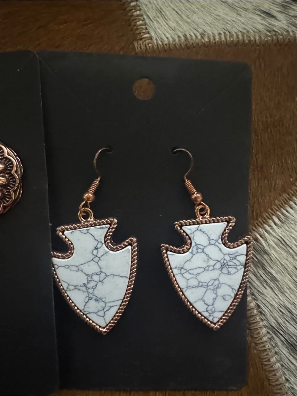 Arrowhead Drop Earrings with Copper Accents - Women Western Jewelry LOT of 3